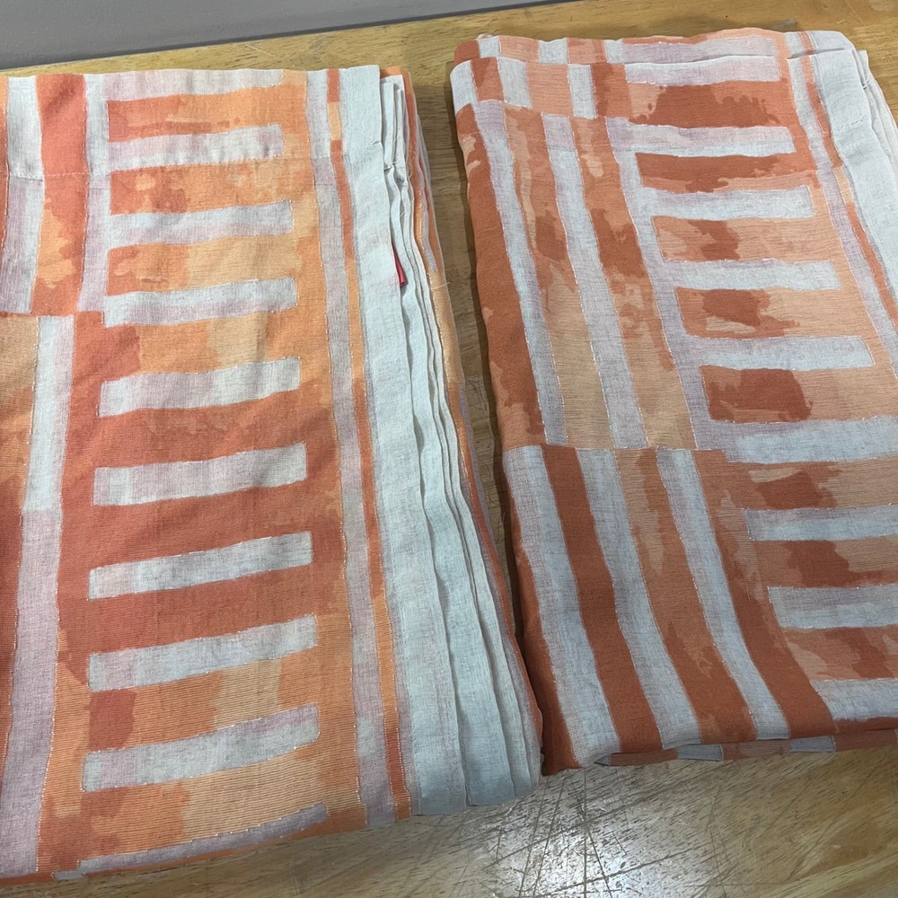 Opalhouse Jungalow Ophelia Burnout Curtain Panels 52x84 Orange Terracotta Sheer